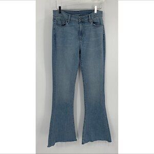 Fidelity Denim Darcy flared light wash jeans raw hem frayed women 27